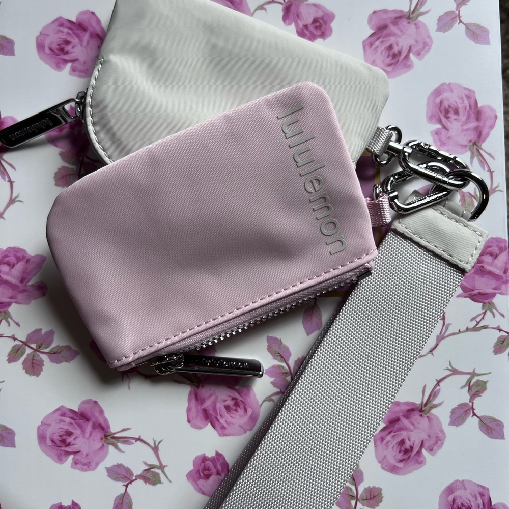Lululemon white opal / pink flush Dual Pouch